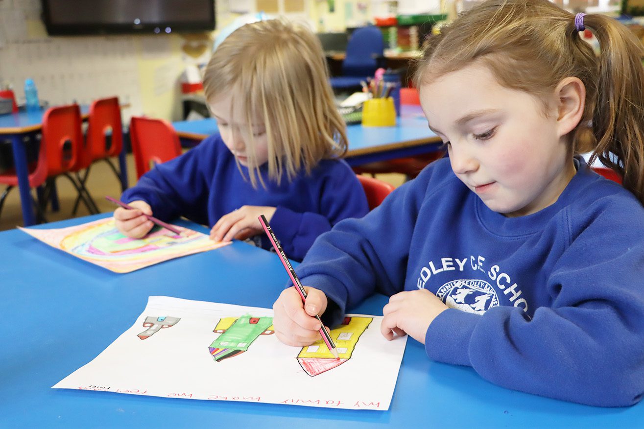 IMG_3163 two sedleys primary school pupils colouring pictures about their family