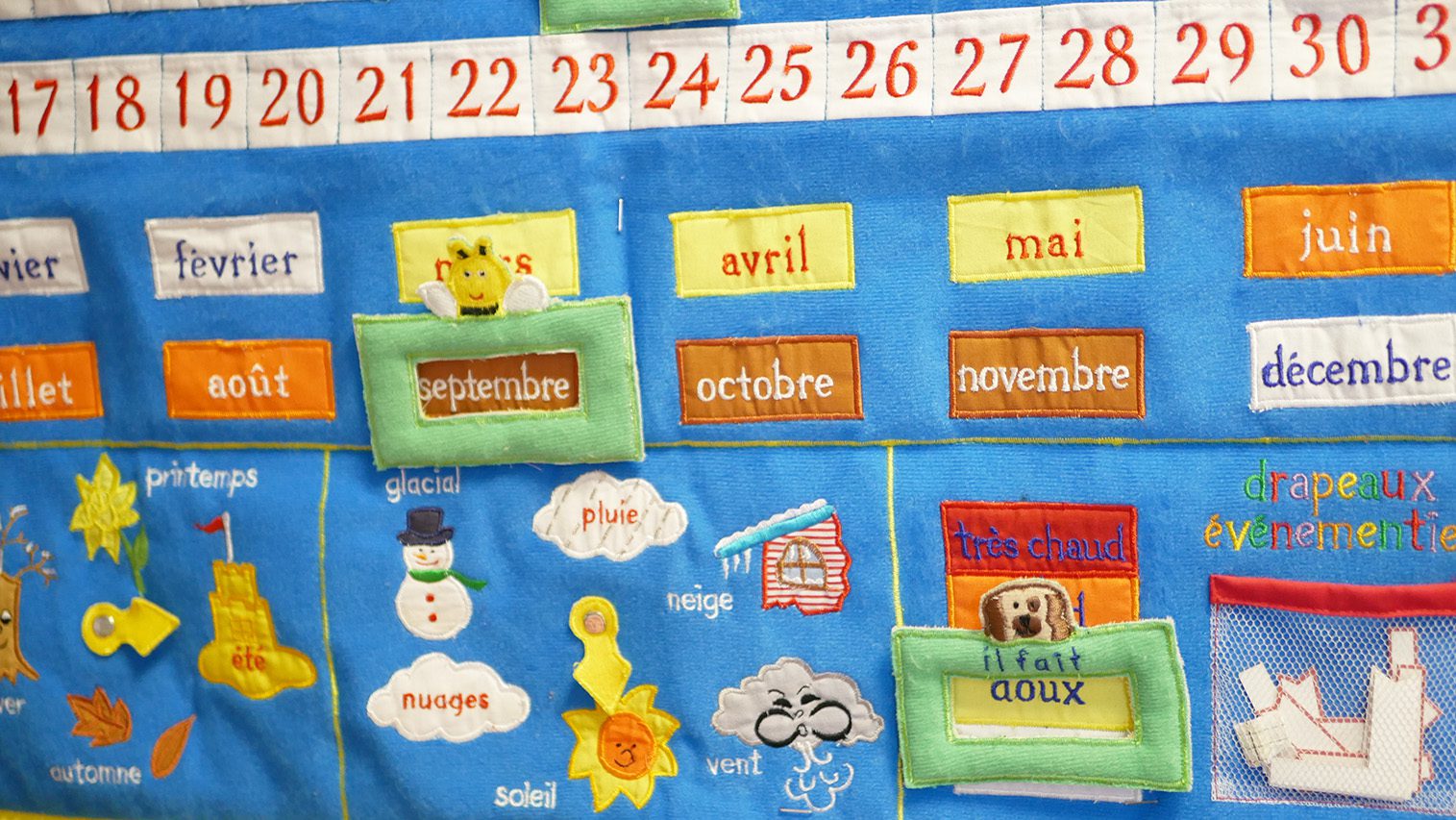 french calendar and weather chart